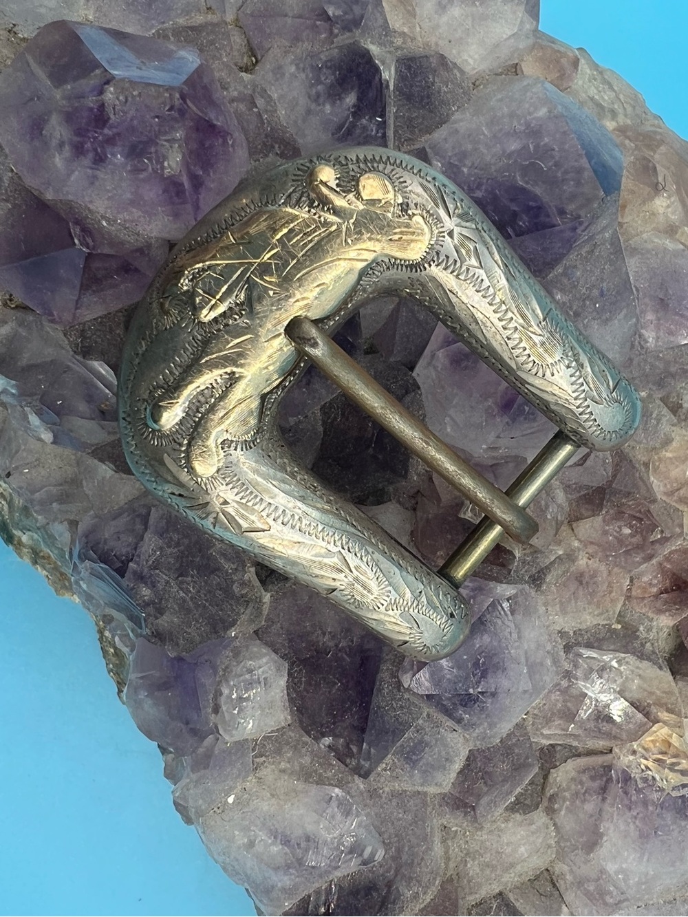 Vintage Western Engraved Silver and Gold Buckle Don Ricardo